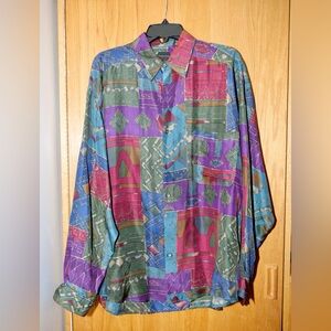 Men’s size large silk patterned button down